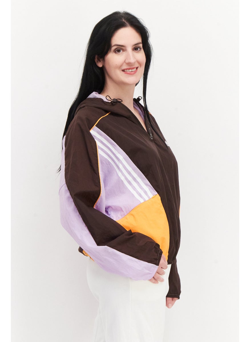 Adidas - Women Sportswear Fit Hooded Half Zip Training Sweatshirt, Brown Combo - Image 1