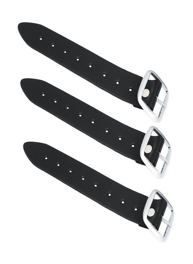 EZE Kilts Extension Straps Genuine Leather Kilts Belt Extender with Buckle - Customizable fit (Set of 3) (BLACK) - Image 1