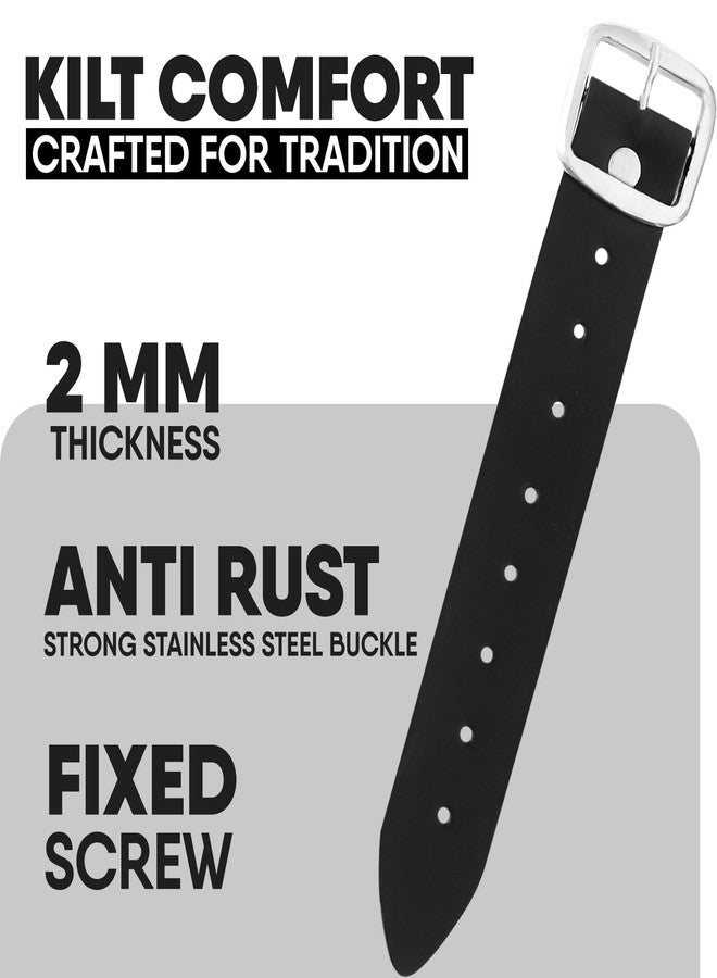 EZE Kilts Extension Straps Genuine Leather Kilts Belt Extender with Buckle - Customizable fit (Set of 3) (BLACK) - Image 3