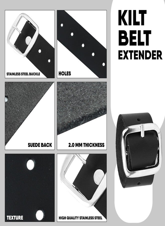 EZE Kilts Extension Straps Genuine Leather Kilts Belt Extender with Buckle - Customizable fit (Set of 3) (BLACK) - Image 5