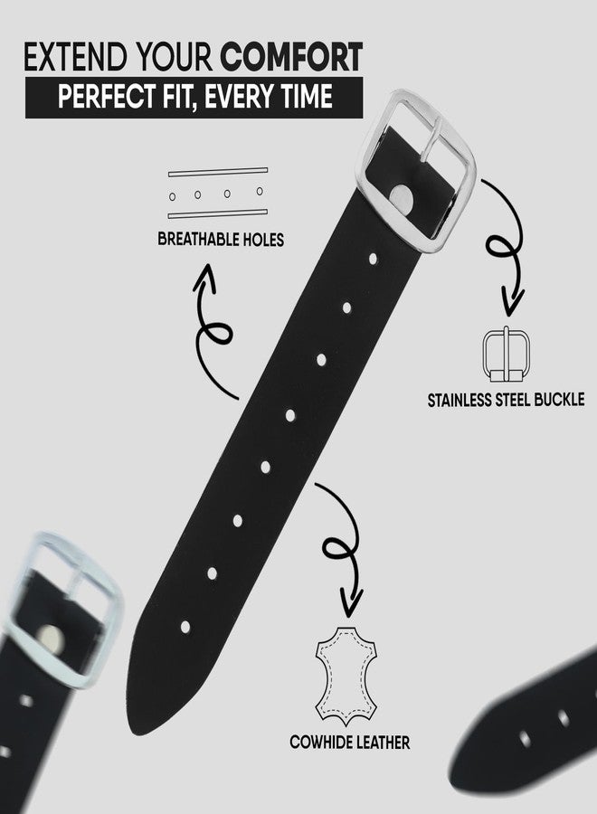 EZE Kilts Extension Straps Genuine Leather Kilts Belt Extender with Buckle - Customizable fit (Set of 3) (BLACK) - Image 2