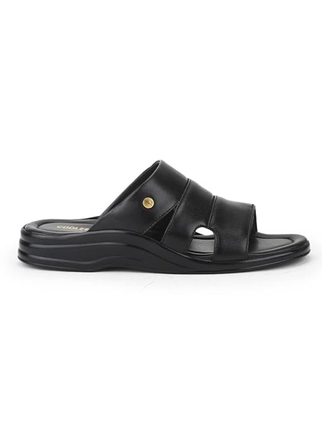 Liberty Coolers 7123-510 Casual Slippers For Men - Black, PU Slip-on Slipper - Stylish Footwear for Travel, Office & Home - Soft Padded Sole - Lightweight and Durable - Outdoor Chappal for Man - Image 2