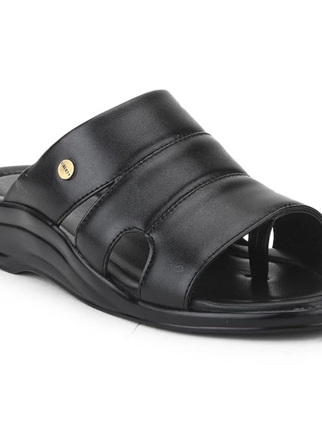 Liberty Coolers 7123-510 Casual Slippers For Men - Black, PU Slip-on Slipper - Stylish Footwear for Travel, Office & Home - Soft Padded Sole - Lightweight and Durable - Outdoor Chappal for Man - Image 3
