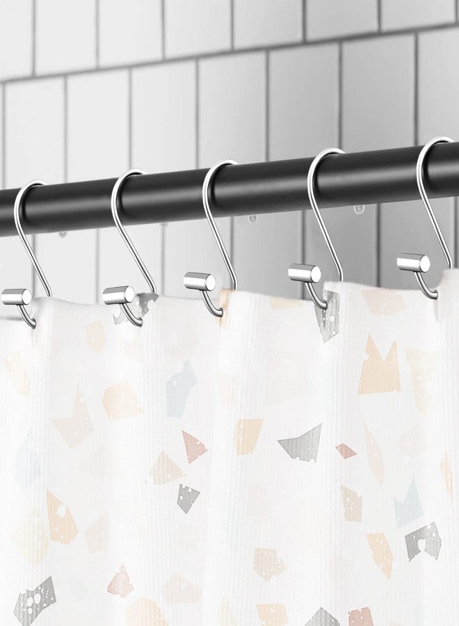 LULARINE Shower Curtain Hooks Rings,Set of 24 Rustproof Metal Shower Hooks for Shower Curtain,S Shaped Silver Shower Curtain Rings for Bathroom,T-Bar Decorative Shower Hooks Hangers for Shower Curtain Rod - Image 2