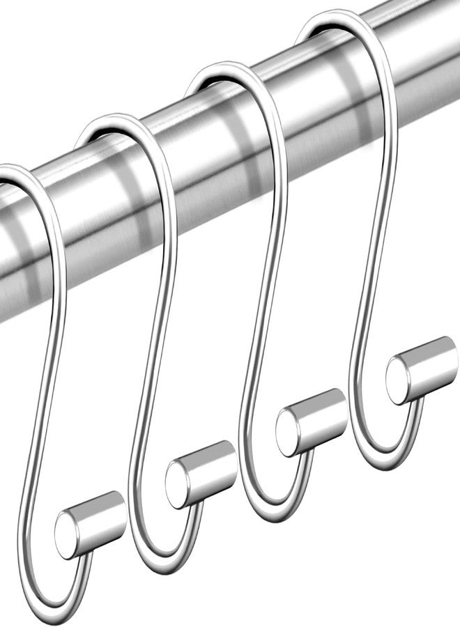 LULARINE Shower Curtain Hooks Rings,Set of 24 Rustproof Metal Shower Hooks for Shower Curtain,S Shaped Silver Shower Curtain Rings for Bathroom,T-Bar Decorative Shower Hooks Hangers for Shower Curtain Rod - Image 1