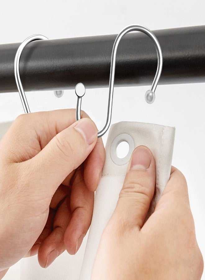 LULARINE Shower Curtain Hooks Rings,Set of 24 Rustproof Metal Shower Hooks for Shower Curtain,S Shaped Silver Shower Curtain Rings for Bathroom,T-Bar Decorative Shower Hooks Hangers for Shower Curtain Rod - Image 4