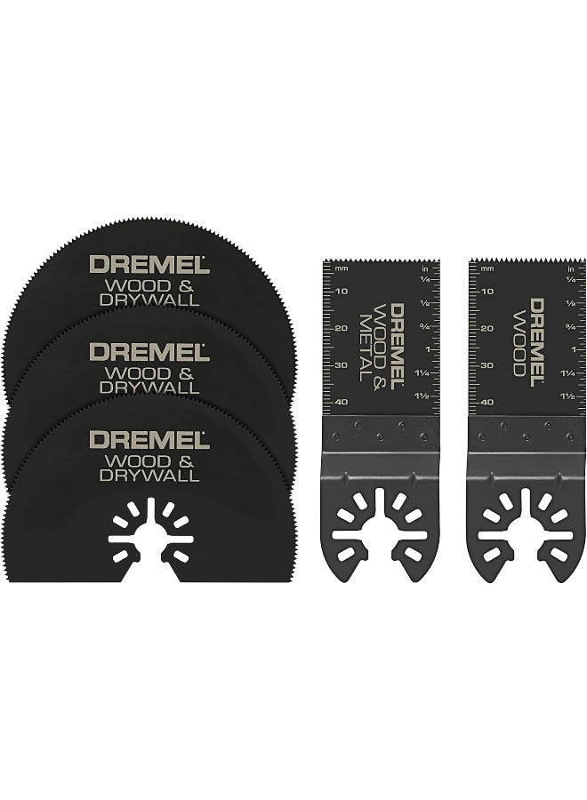 Dremel mm389 5-Piece Oscillating Tool Cutting Blade Assortment Kit- Perfect Cutter For Wood, Metal, Plastics, Drywall, And More - Image 1