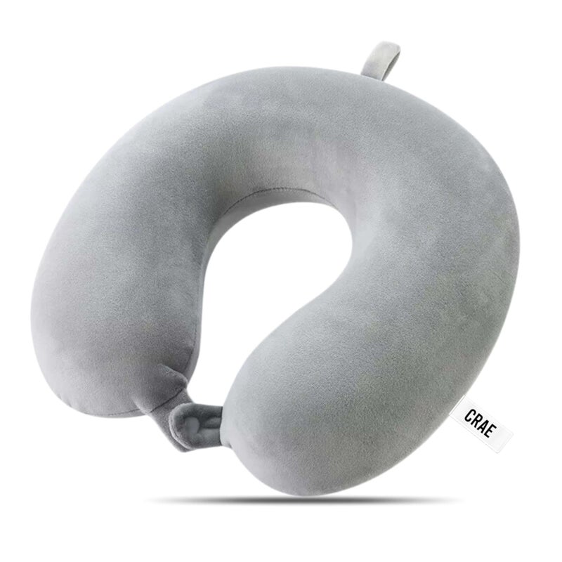 CRAE Premium Memory Foam Neck Pillow for Travel, Sleep & Support - Soft & Comfortable - Ideal for Home, Office & Car Use (Silver) - Image 3