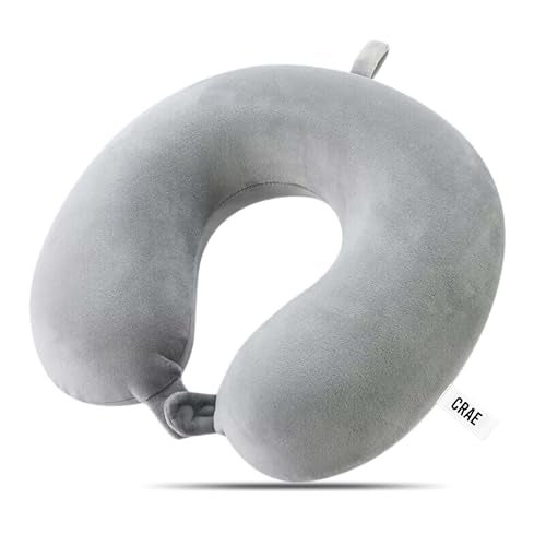 CRAE Premium Memory Foam Neck Pillow for Travel, Sleep & Support - Soft & Comfortable - Ideal for Home, Office & Car Use (Silver) - Image 1