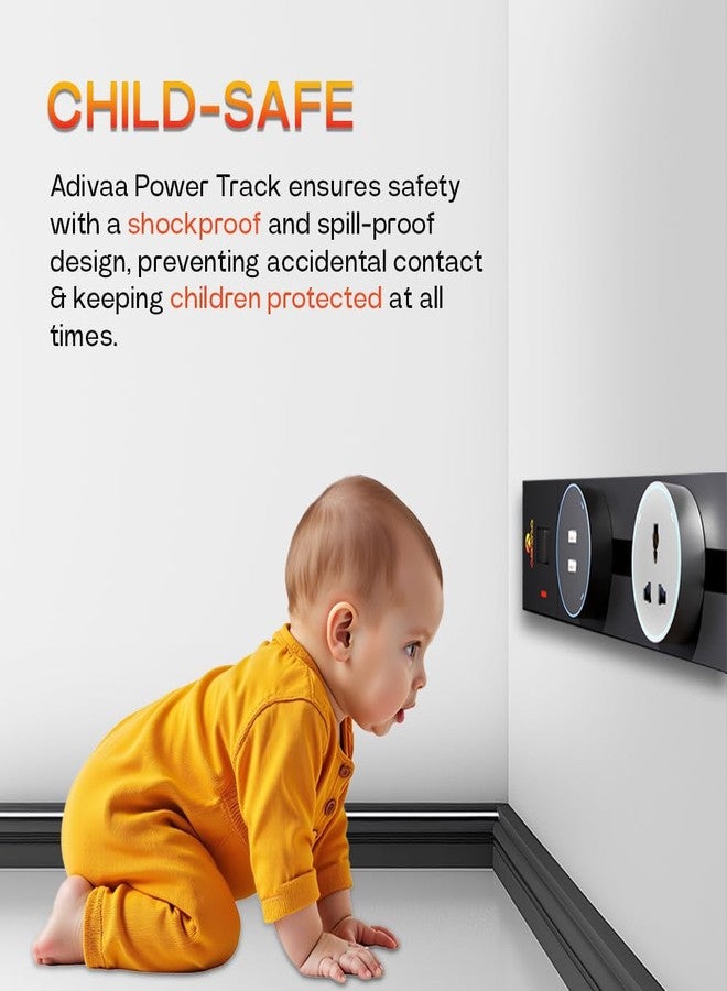 Adivaa Adjustable Plug-in Power Track | Electrical Movable Sliding Socket Track | Surface Mounted Extension for Home, Office, Multiple Tabletop Outlets 1 Year Warranty (Grey, 40cm, Surface Mounted) - Image 5