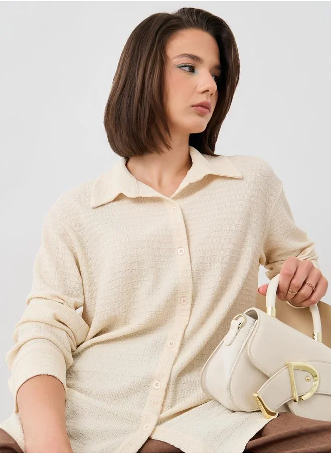 Take Two Take Two Texture Long Sleeves Oversize Shirt