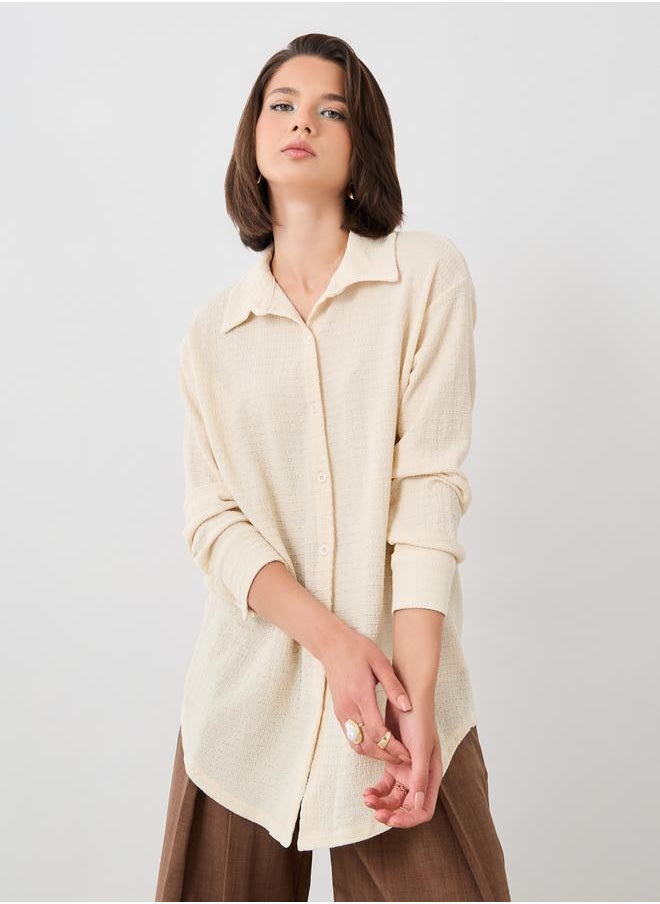 Take Two Take Two Texture Long Sleeves Oversize Shirt  - Image 3
