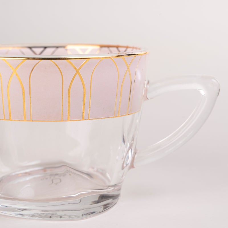 Dallaty pink glass and porcelain tea cups set 12 pcs - Image 3