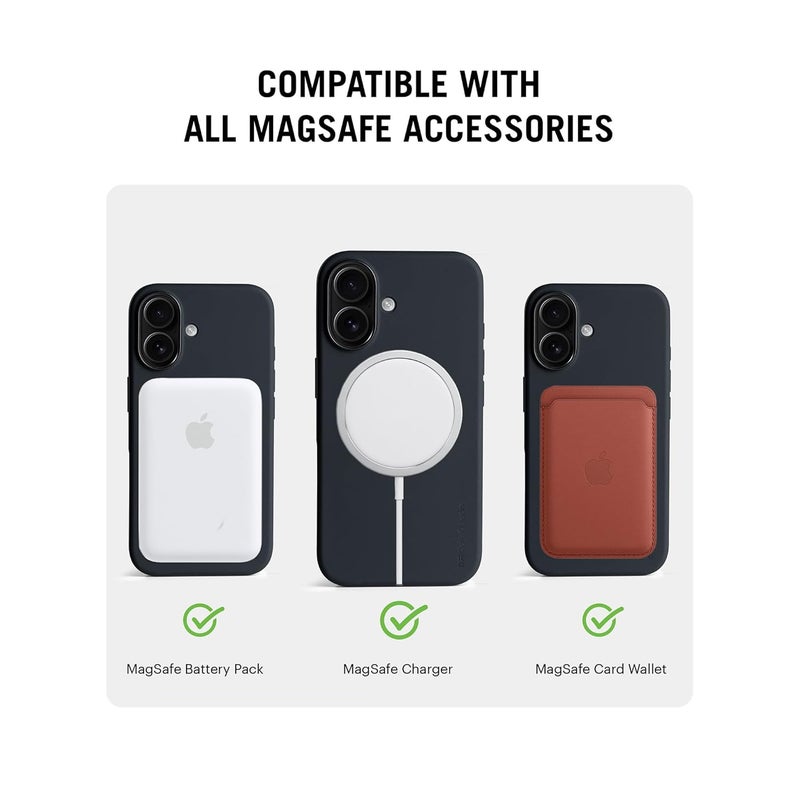 Daily Objects Case for iPhone 16 Compatible with Mag-Safe Wireless Charging, Flekt Liquid Silicone Slim Shockproof Back Cover, Black - Image 2