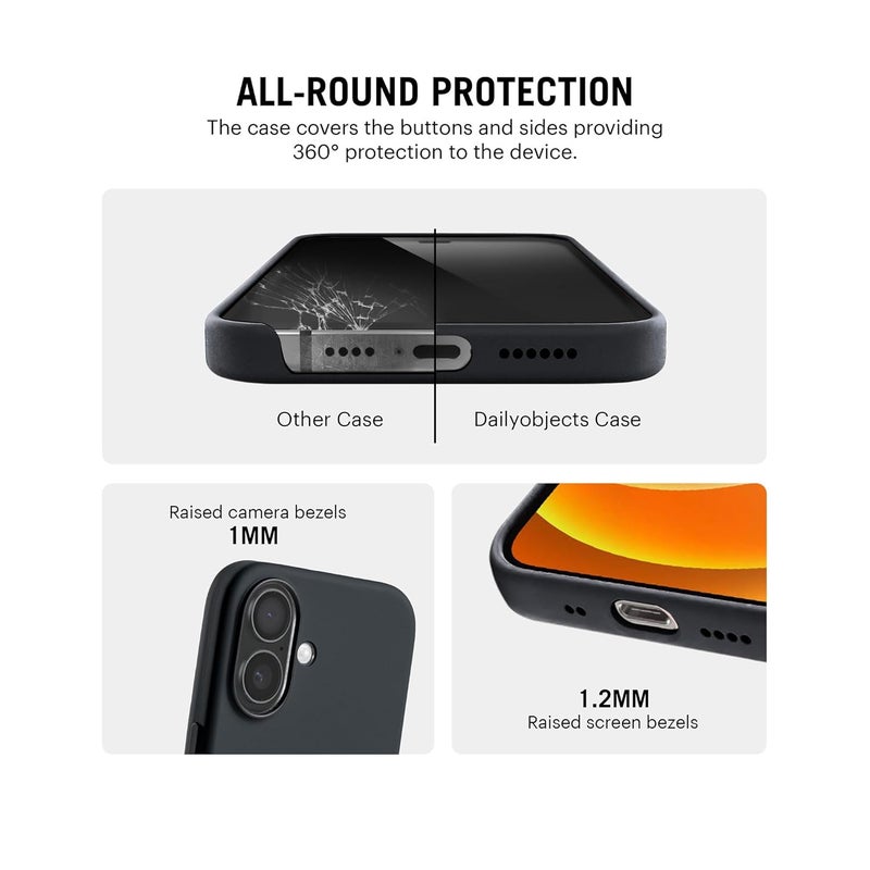 Daily Objects Case for iPhone 16 Compatible with Mag-Safe Wireless Charging, Flekt Liquid Silicone Slim Shockproof Back Cover, Black - Image 5