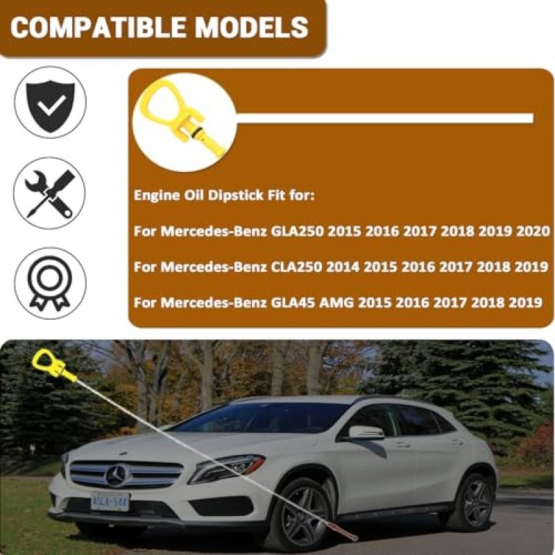 Engine Oil Dipstick: 2700104101 Accurate Oil Level Checks Direct-Fit Installation - Durable Metal Construction Oil Level Gauge for Mercedes-Benz CLA250 GLA250 GLA45 AMG Home DIYers Garage Technicians - Image 2