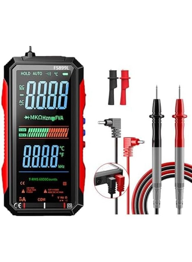FS899L مقياس متعدد رقمي قابل لإعادة الشحن 6000 قراءة قيمة حقيقية فعالة (True RMS) كشف الجهد غير التلامسي (NCV) سعة USB C - Image 2
