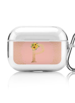 Classic Clear printed Case for Apple AirPods Pro 2nd Generation Thin Transparent Cover - Custom Monogram Initial Letter Mandala Floral Pattern Alphabet - P (Rose Pink )