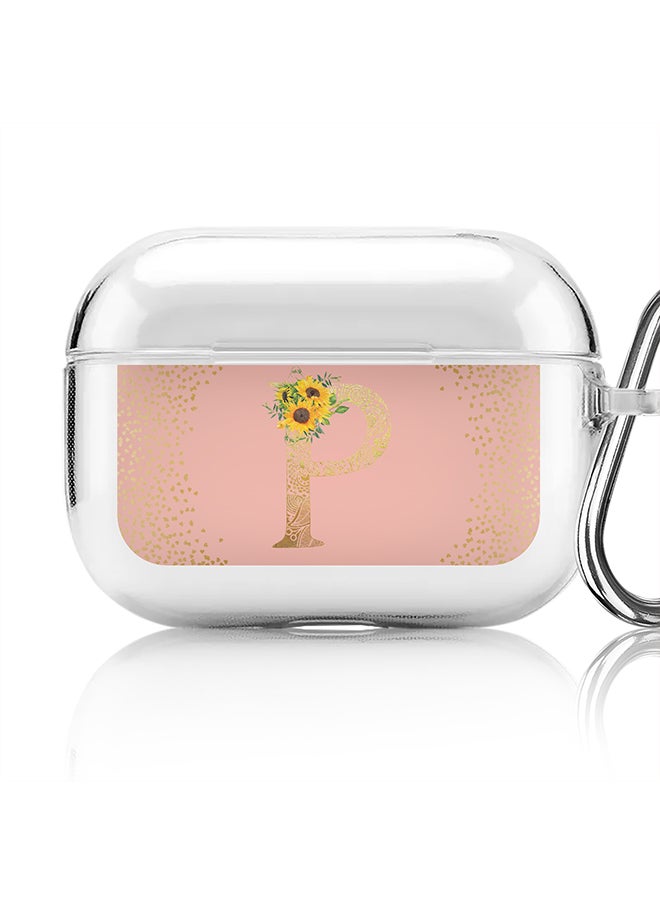 Stylizedd - Classic Clear printed Case for Apple AirPods Pro 2nd Generation Thin Transparent Cover - Custom Monogram Initial Letter Mandala Floral Pattern Alphabet - P (Rose Pink ) - Image 1