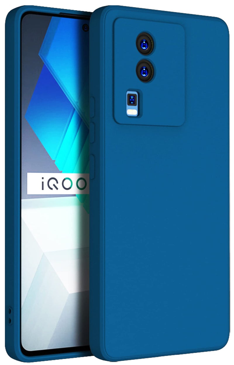 Kapa Matte Protective Lens Flexible Back Cover for IQOO Neo 7 / Neo 7 PRO (5G) | Slim Silicone with Soft Lining Shockproof Full Body Bumper Case (Blue) - Image 1
