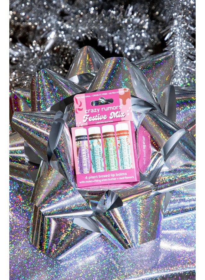 crazy rumors Festive Mix Gingerbread Hot Cocoa Cinnamon Bun + Peppermint Twist 4 Pack Lip Balm - Image 3