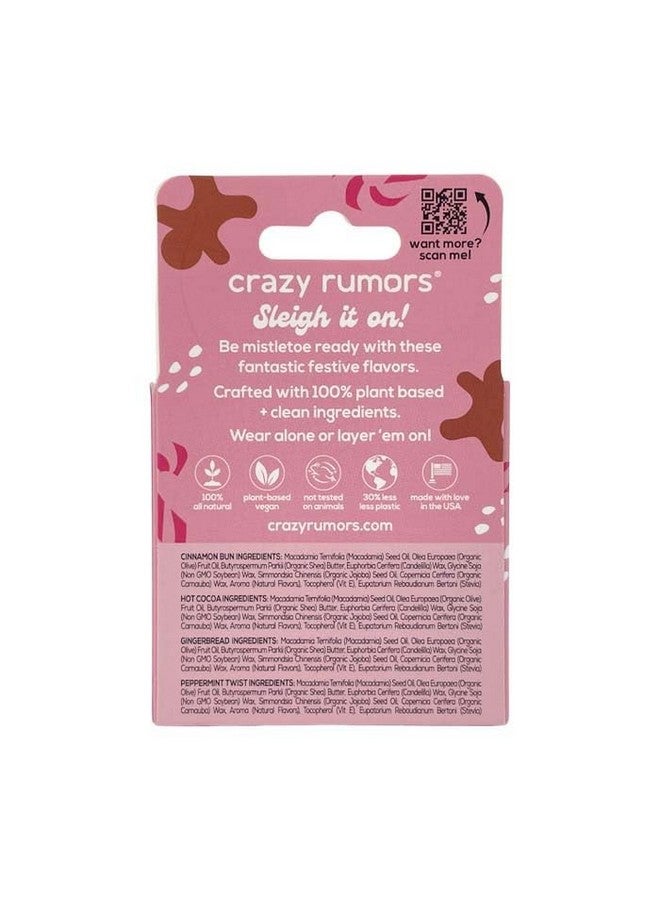crazy rumors Festive Mix Gingerbread Hot Cocoa Cinnamon Bun + Peppermint Twist 4 Pack Lip Balm - Image 2