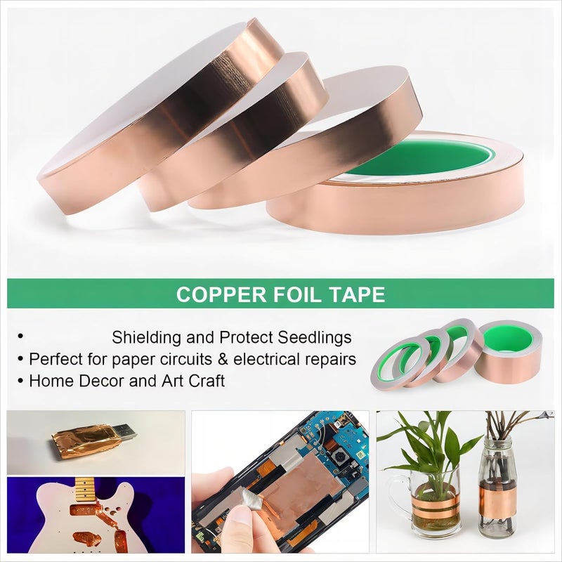 Lonimia Economical varied sizing picks Copper Tape, Copper Foil Tape Copper Foil with Conductive Adhesive for Guitar, EMI Shielding, Crafts, Electrical Repairs and Grounding (15mm) Low maintenance - Image 3