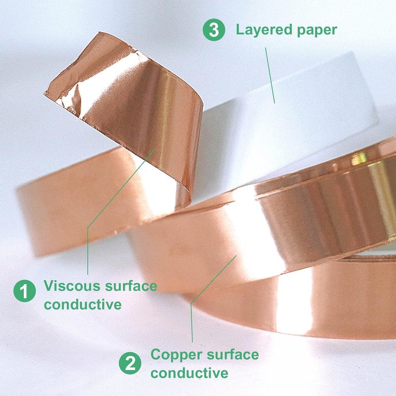 Lonimia Economical varied sizing picks Copper Tape, Copper Foil Tape Copper Foil with Conductive Adhesive for Guitar, EMI Shielding, Crafts, Electrical Repairs and Grounding (15mm) Low maintenance - Image 4