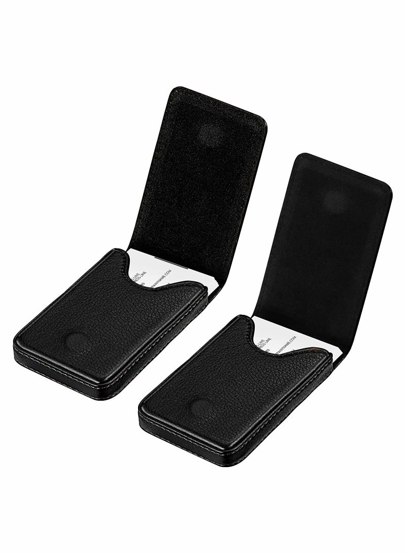 Excefore Business Card Holder, 2 Pcs Card Wallet for Men or Women, PU Leather Portable Magnetic Type Name Card Case, Pocket Card Wallet Credit Card ID Case, Easy to Store and Take Out, Holds 20 Cards (Black) - Image 1