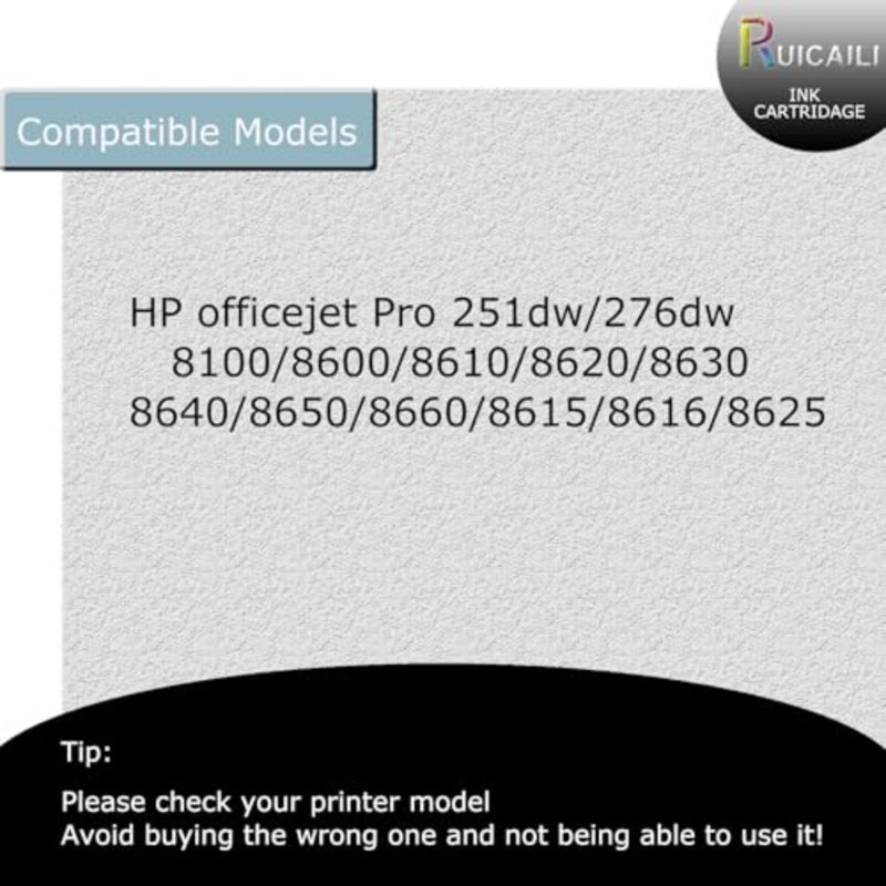 خرطوشة حبر متوافقة مع خراطيش الحبر HP 950XL 951XL 950 951 لـ Officejet Pro 251dw/276dw/8100/8600/8610/8620/8630/8640/8650/8660/8615/8616/8625 4PK - Image 2