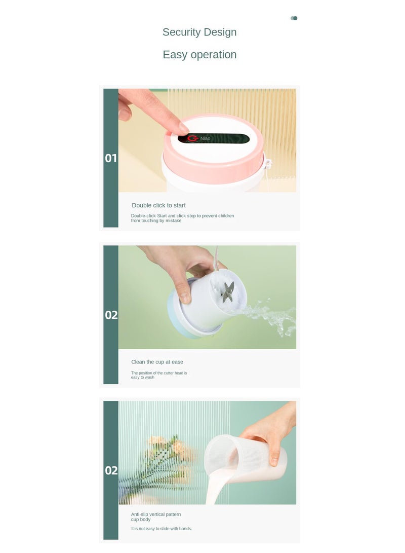 Portable Electric Juicer Cup Outdoor Wireless Fruit Stirring Cup Green 1300mah  - Image 4