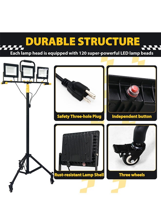 nafas LED Work Light with Tripod Stand Portable Outdoor Light 210W 7000LM Light Head Adjustable,IP66 Waterproof Dustproof and 7.5M Power Cord Worklights for Workshop Jobsite Construction Garden Garage - Image 5