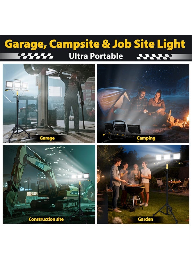nafas LED Work Light with Tripod Stand Portable Outdoor Light 210W 7000LM Light Head Adjustable,IP66 Waterproof Dustproof and 7.5M Power Cord Worklights for Workshop Jobsite Construction Garden Garage - Image 4
