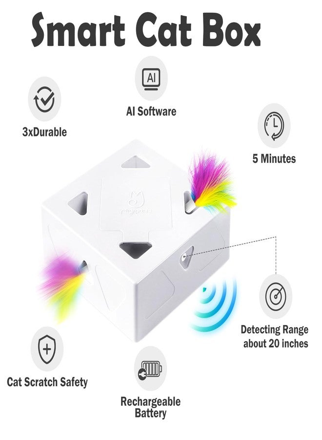 Migipaws Interactive Cat Toys -Migibox for Indoor Bored Cats, Automatic Pop Out Feathers from 7 Holes Randomly, Motion Activated, USB Rechargeable (Purple Skin) - Image 2
