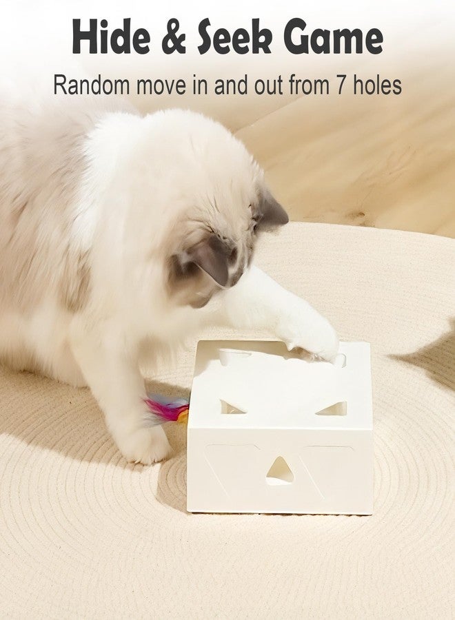 Migipaws Interactive Cat Toys -Migibox for Indoor Bored Cats, Automatic Pop Out Feathers from 7 Holes Randomly, Motion Activated, USB Rechargeable (Purple Skin) - Image 3
