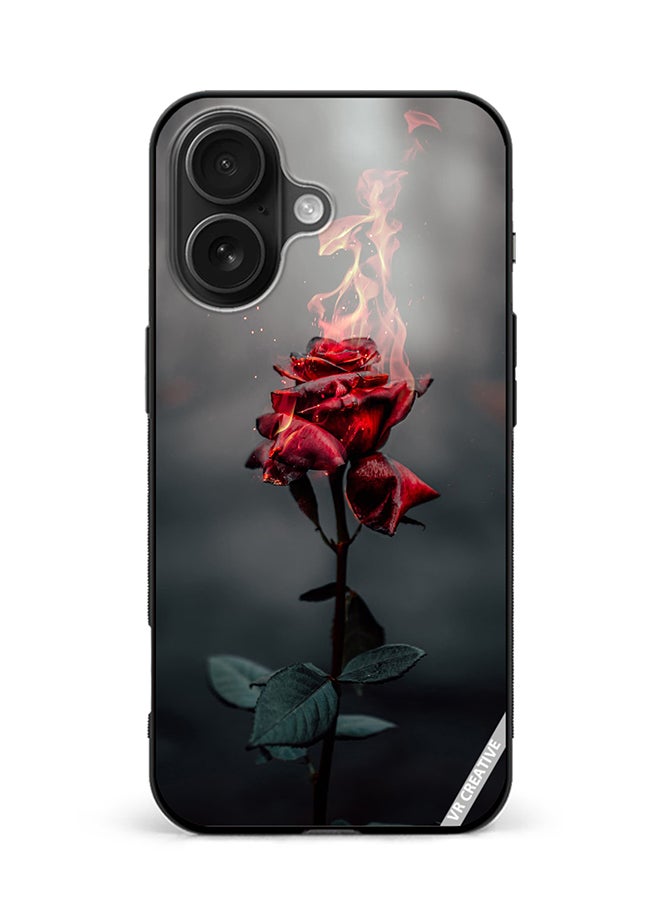 Protective Case Cover For Apple iPhone 16 Plus Burning Rose Design Multicolour