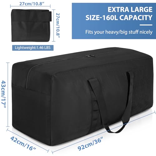 TORIBIO Extra Large Travel Duffle Bag, 160L Gear Bag for Men and Women, Storage Bag Ideal for Overnight Camping and Weekend Getaways, Black - Image 3