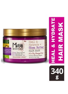 MAUI MOISTURE Maui Moisture Heal & Hydrate + Shea Butter Hair Mask & Leave-In Conditioner Treatment to Deeply Nourish Curls & Help Repair Split Ends, Vegan, Silicone, Paraben & Sulfate-Free, 12 Ounce  - Image 2