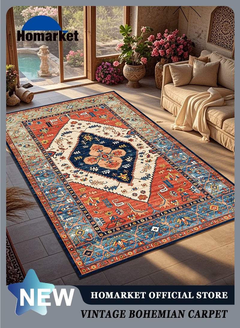 هومار كيت سجاد بوهو لغرفة المعيشة - سجادة 150 × 90 سم قابلة للغسل في الغسالة، سجاد غرفة النوم غير القابل للانزلاق، رقيق للغاية، سجاد المدخل الفارسي القديم، سجاد المطبخ الداخلي، سجادة أرضية لغرفة الطعام والحمام والمكتب (150 × 90 سم/59.1 × 35.4 بوصة) - Image 1