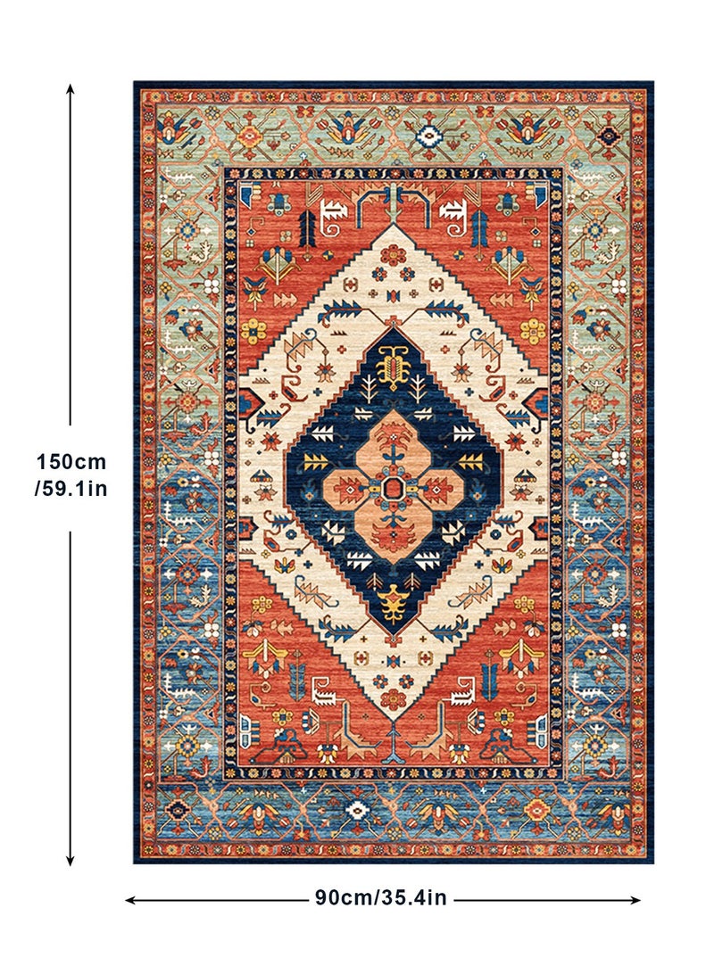 هومار كيت سجاد بوهو لغرفة المعيشة - سجادة 150 × 90 سم قابلة للغسل في الغسالة، سجاد غرفة النوم غير القابل للانزلاق، رقيق للغاية، سجاد المدخل الفارسي القديم، سجاد المطبخ الداخلي، سجادة أرضية لغرفة الطعام والحمام والمكتب (150 × 90 سم/59.1 × 35.4 بوصة) - Image 2