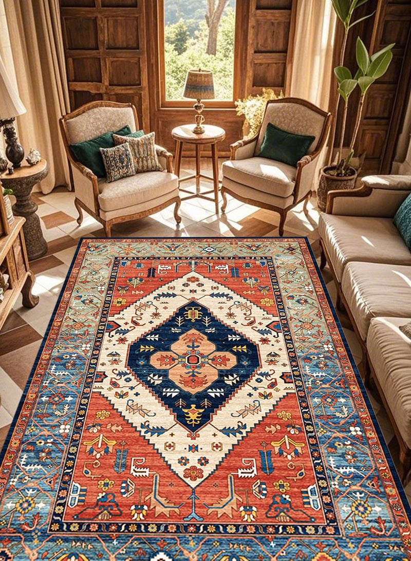 هومار كيت سجاد بوهو لغرفة المعيشة - سجادة 150 × 90 سم قابلة للغسل في الغسالة، سجاد غرفة النوم غير القابل للانزلاق، رقيق للغاية، سجاد المدخل الفارسي القديم، سجاد المطبخ الداخلي، سجادة أرضية لغرفة الطعام والحمام والمكتب (150 × 90 سم/59.1 × 35.4 بوصة) - Image 4