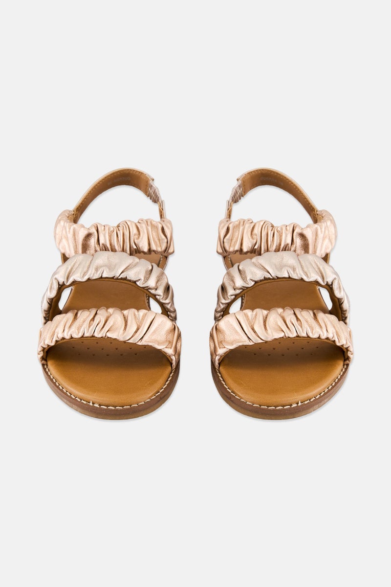 GEOX صندل جلد نسائي بكعب خلفي، ذهب وردي - Image 4