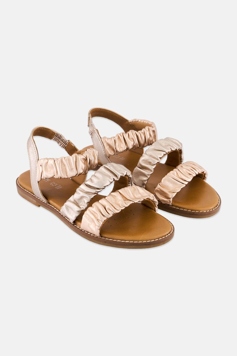 GEOX صندل جلد نسائي بكعب خلفي، ذهب وردي - Image 1