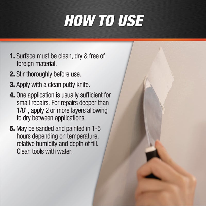 DAP INC 18746 Alex Plus Quart Spackling, 32 oz, White - Image 2