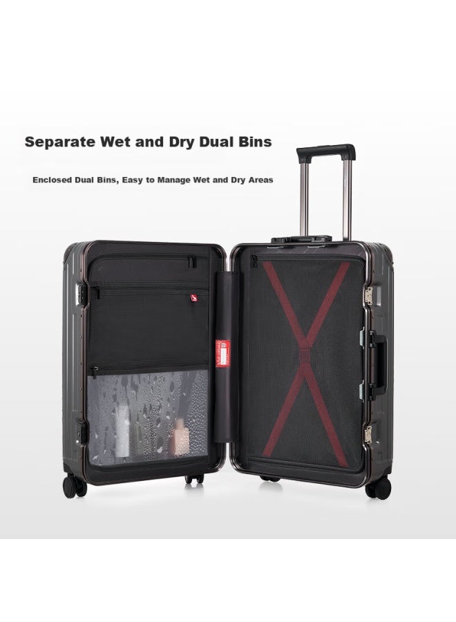 OIWAS Owas Armor Suit Luggage 24-inch Large Capacity Travel Suitcase Aluminum Frame Trolley Case For Men And Women In Rock Gray - Image 2