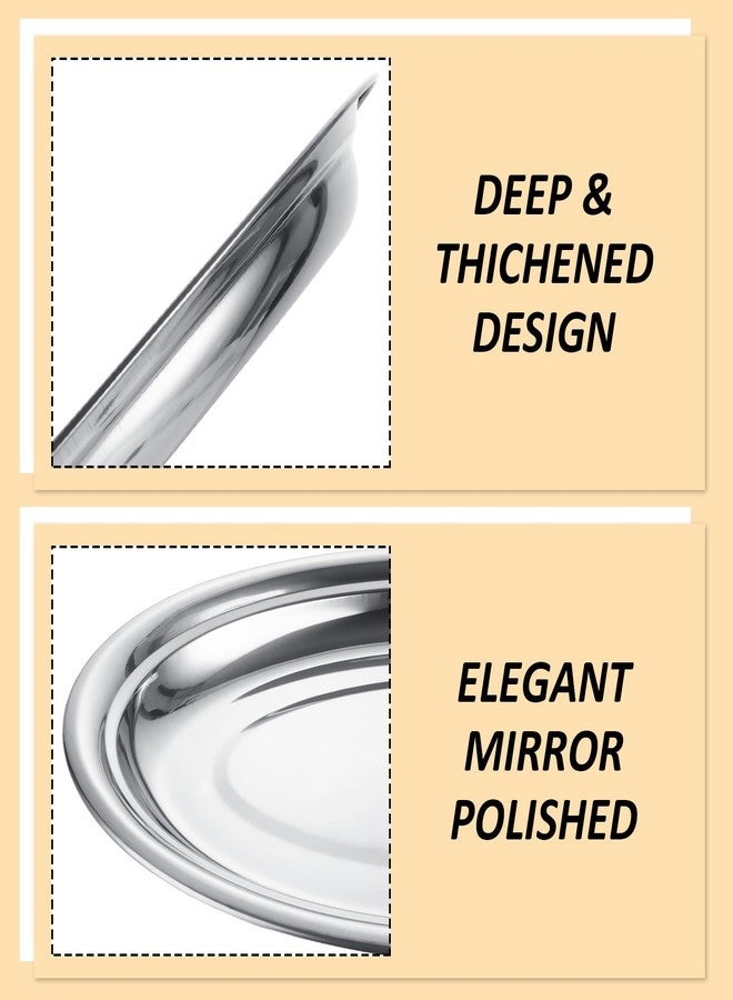 AKOLAFE 6PCS Large Serving Trays for Party Buffet Oval Serving Platter Set Stainless Steel Sizzle Platter Long & Deep Metal Sizzler Plates Decorative Silver Plates for Table Decor Food Sushi Appetizer - Image 2