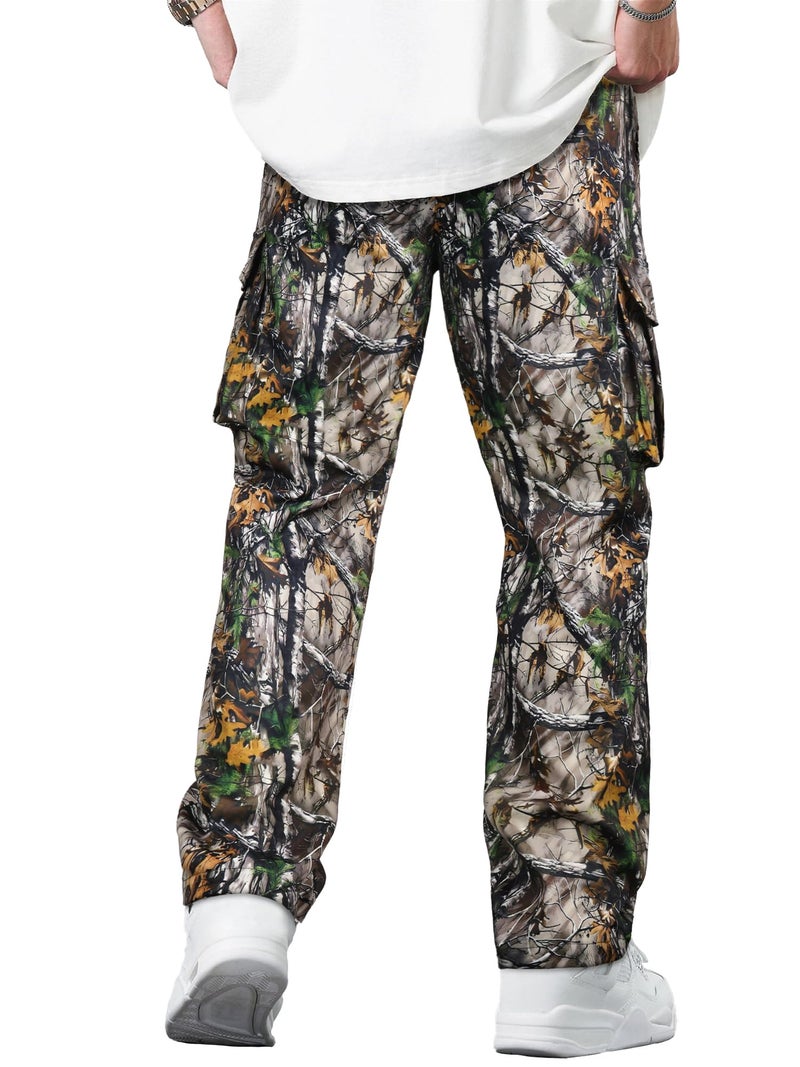 Comdecevis Men's Camo Cargo Pants Workout Joggers Stretch Sweatpants Hiking Drawstring Tactical Pants with Multi Pockets 42w - Image 3