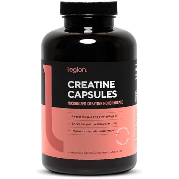 LEGION Micronized Creatine Monohydrate Supplement - Clean Creatine Powder for Muscle Gain & Post Workout Recovery - Micronized Creatine Supplement for Maximum Absorption (30 Servings, Capsule) - Image 1
