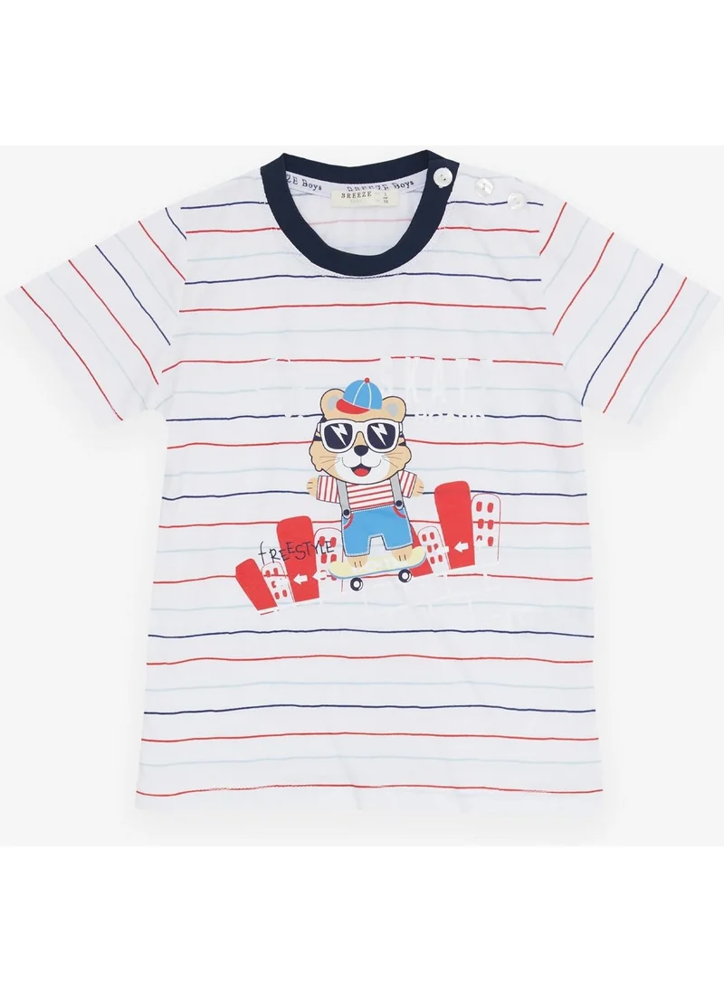 بريز Girls & Boys Boy Shorts Set Striped Cool Animal Printed 1.5-5 Years, White