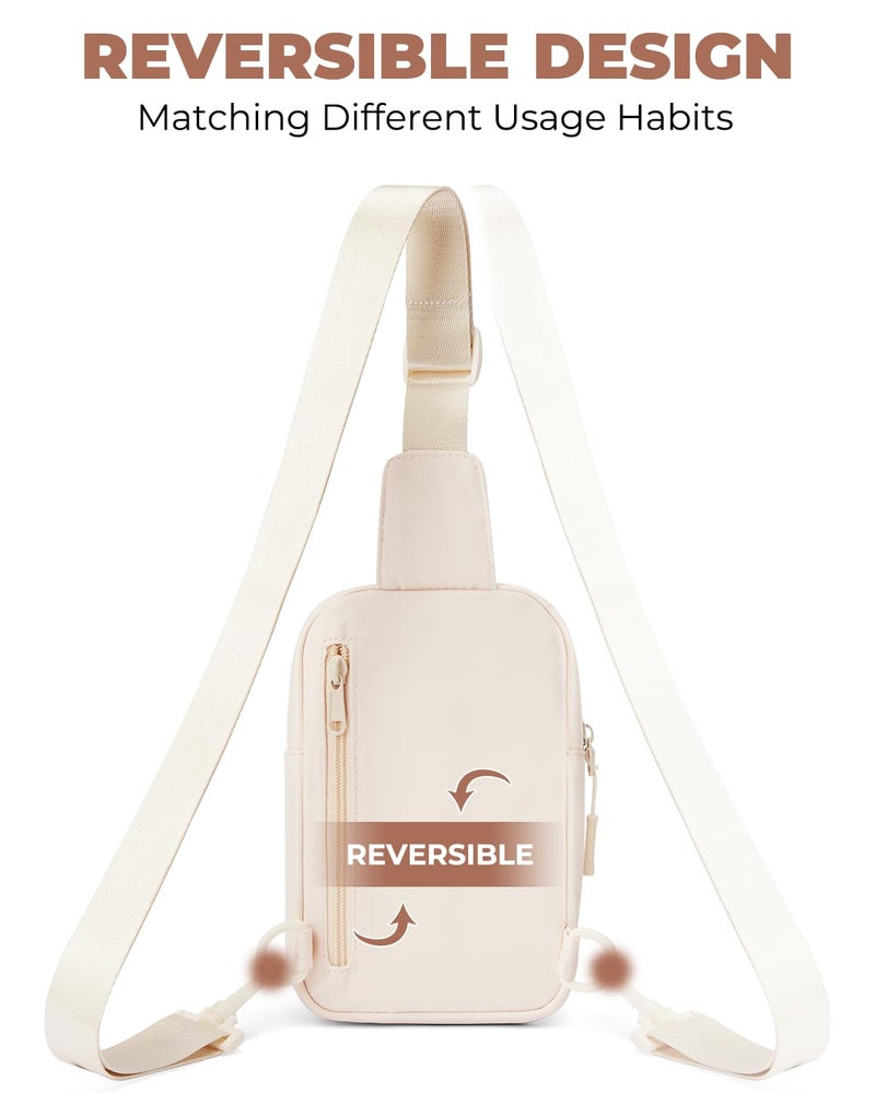 CHOLISS Small Sling Bag for Women and Men, Crossbody Bags Trendy Fanny Packs Chest Bag with Extended Strap, Cream - Image 3